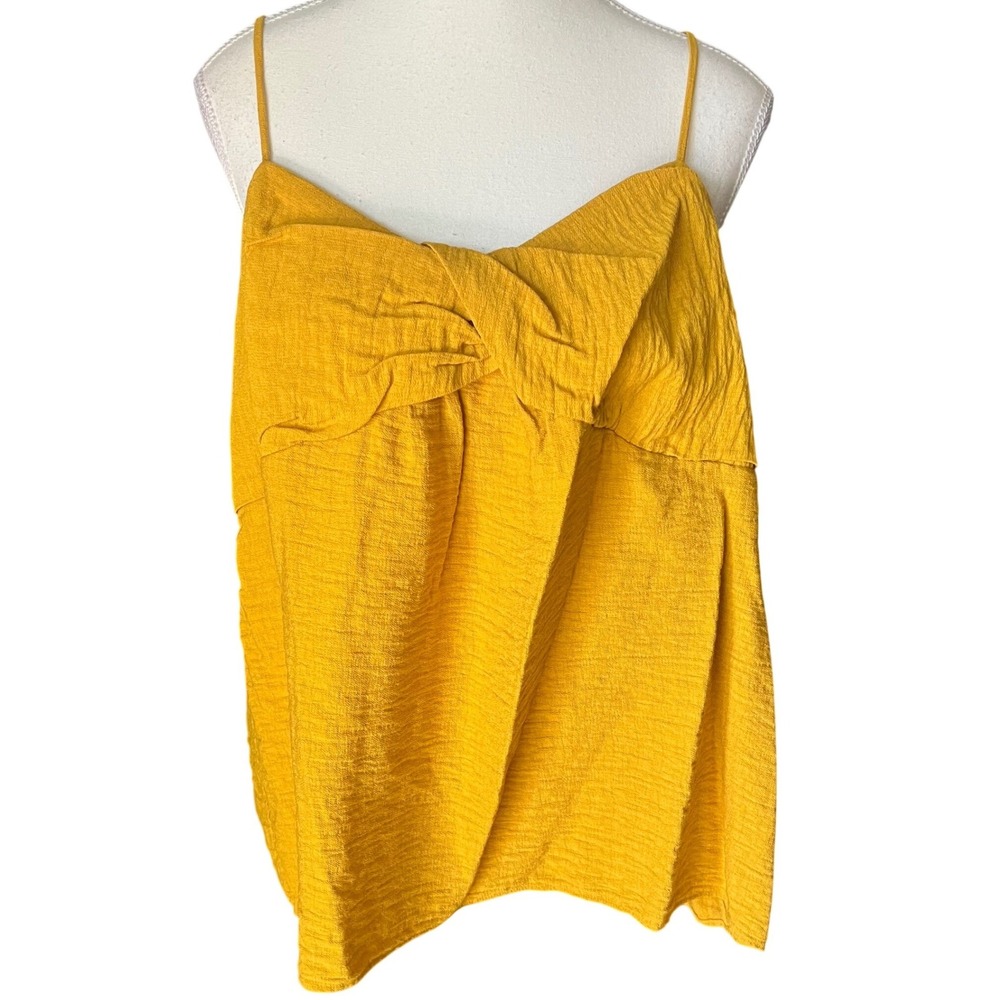 Banana Republic Womens XXL Mustard Yellow Twist Front Smocked Back Camisole Top